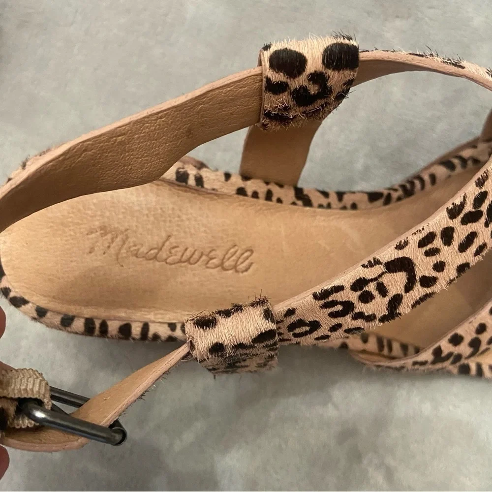 Madewell The Alyssa Sandal in Spotted Calf Hair leopard cheetah strappy - Picture 5 of 8